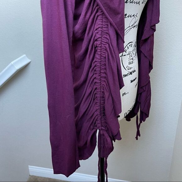 LA made Burgundy/ Plum Colored Duster Cardigan with Ruffles Size S - Picture 4 of 14